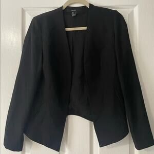 Forever 21 Black Long Sleeve Padded Shoulder Blazer Size M Careercore Workwear